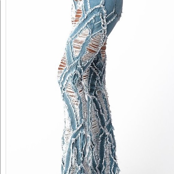 2X 🎉HP🎉 Ripped Flare Denim Pants Destroyed Jeans - Picture 4 of 9